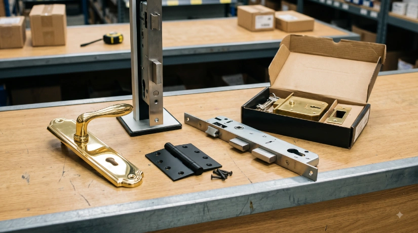 Architectural ironmongery stocked and organised for trade and commercial supply